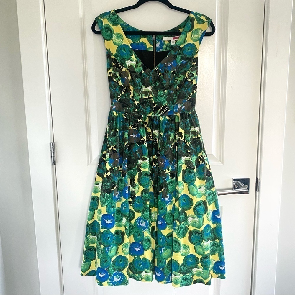 Tracy Reese Silk Blend Green Abstract Print Dress